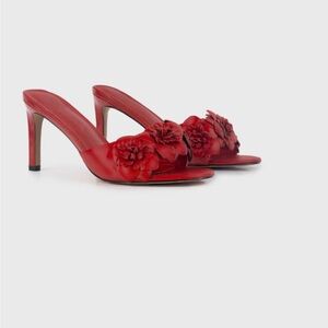 Anne Fontaine Camille Elegant Red Floral Women's Heels